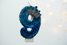 Load image into Gallery viewer, Blue| Birthday Party Cake Topper |Birthday Number Candles | Crown Candle | Happy Birthday Candles | Princess Candle| Birthday