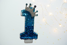 Load image into Gallery viewer, Blue| Birthday Party Cake Topper |Birthday Number Candles | Crown Candle | Happy Birthday Candles | Princess Candle| Birthday