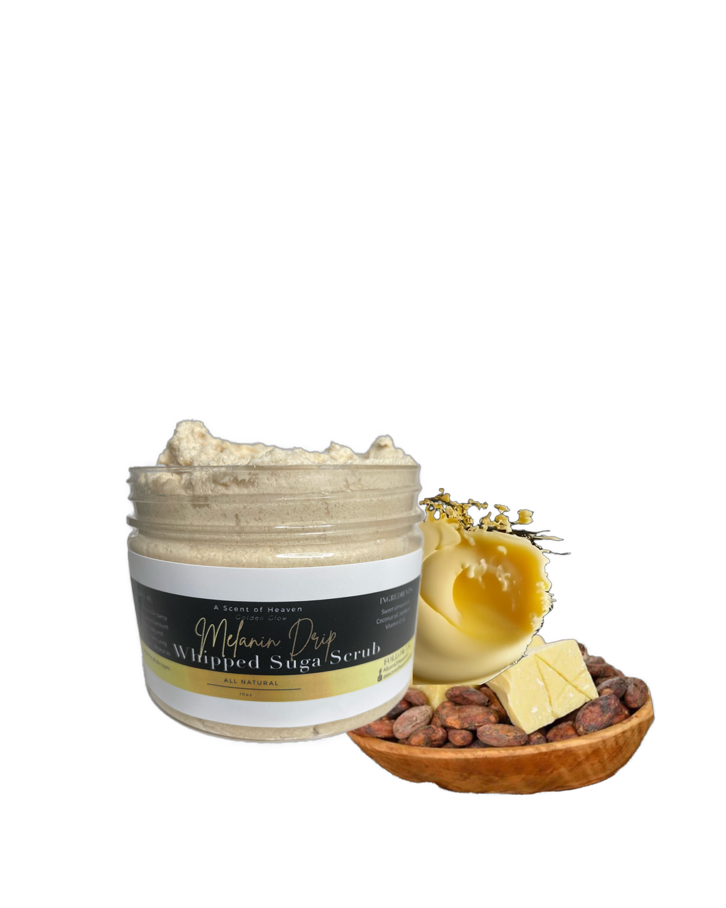 Melanin Drip Whipped Suga Scrub - Whipped Sugar Scrubs 12oz | Sugar Body Scrub | Sugar Whipped Soap | Foaming Sugar Scrub | Exfoliating skin product for smooth skin