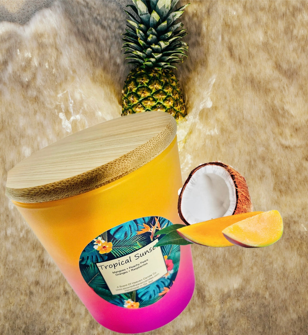 Tropical Sunset Candle 9oz | Tropical Candle | Tropical Scent Candle | Mango Candle | Peach Candle | Orange Candle | Papaya Candle