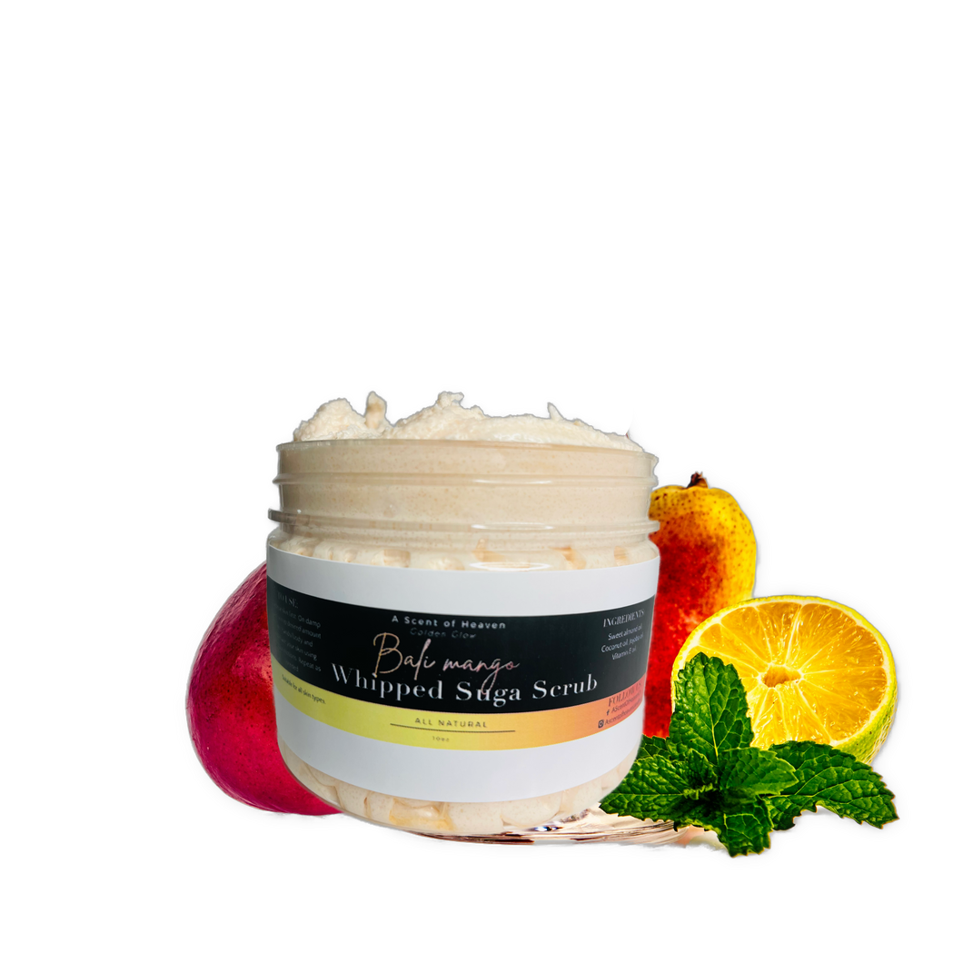 Bali Mango Whipped Suga Scrub - Whipped Sugar Scrubs 12oz | Sugar Body Scrub | Sugar Whipped Soap | Foaming Sugar Scrub | Exfoliating skin product for smooth skin