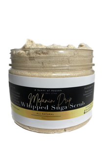 Melanin Drip Whipped Suga Scrub - Whipped Sugar Scrubs 12oz | Sugar Body Scrub | Sugar Whipped Soap | Foaming Sugar Scrub | Exfoliating skin product for smooth skin